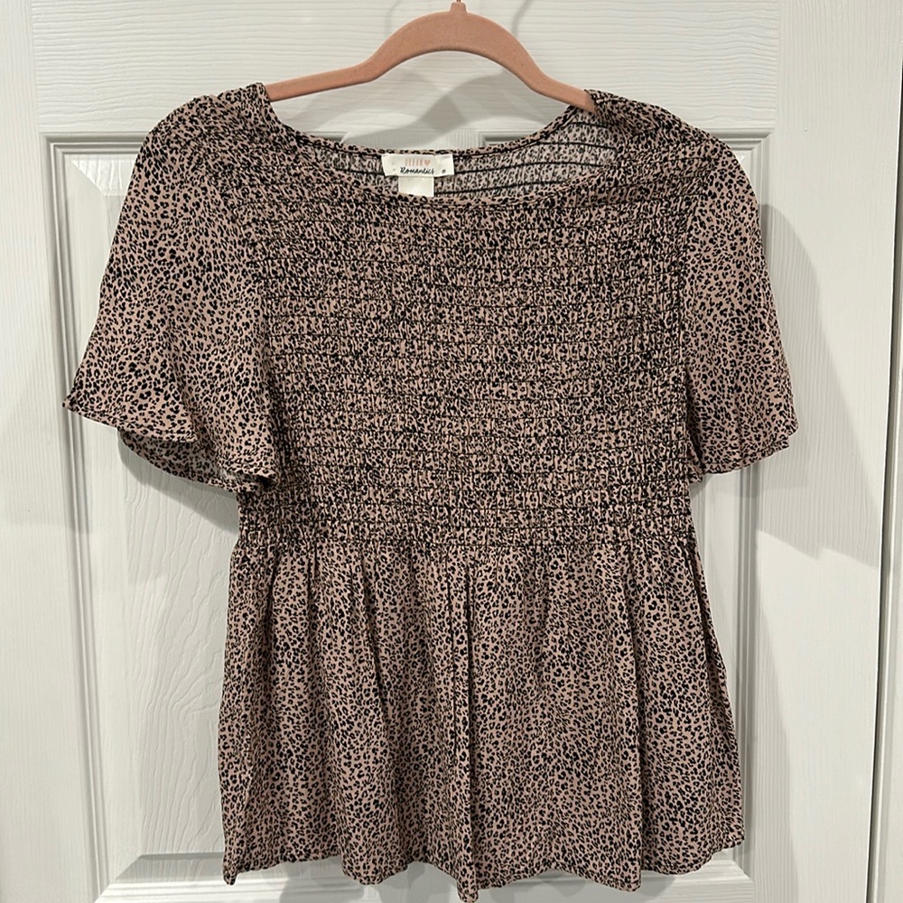 Urban Romantics cheetah print elastic stretchy work casual blouse